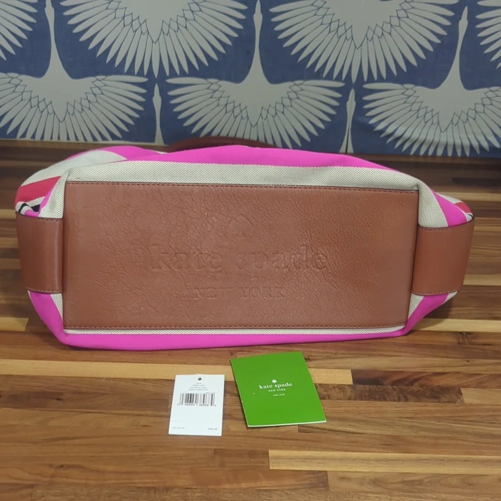 Kate Spade Stevie Oak Island Large Canvas Striped Bag